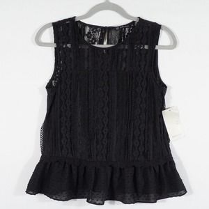 New Zara Women's Lace Peplum Hem Tank Top Blouse Size XS Sleeveless Sheer Lined